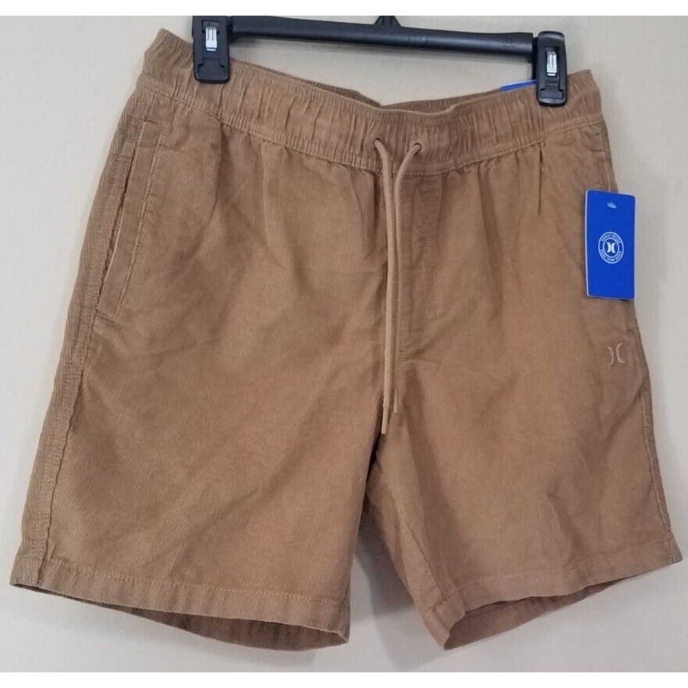 HURLEY Corduroy Drawstring‎ Shorts Men Small Pull-on Regular Fit Tan Brown NEW